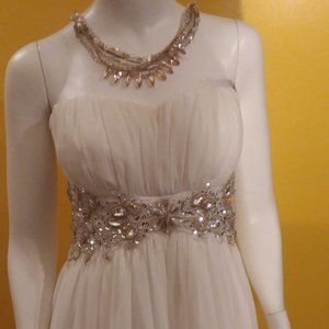 White Dress w/ hand beaded accents, Size 15